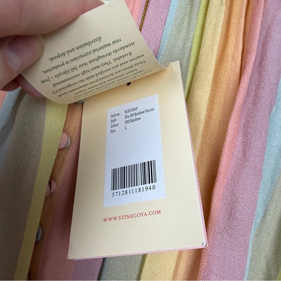 Stine Goya Elia Rainbow Striped Tied Belt Long Sleeve Dress - Picture 5 of 8